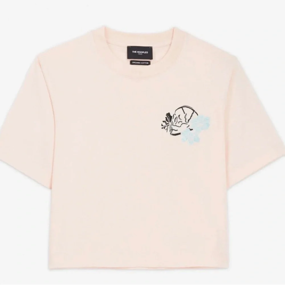 NWT The Kooples Pink Crop Top with Embroidered Skull and Flowers